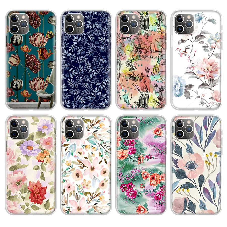 

Fashion Flowers Painting Patterned Phone Case For Apple iPhone 11 Pro 6 6S 7 8 Plus 10 X XS MAX XR 5 5S SE Phone Case Cover