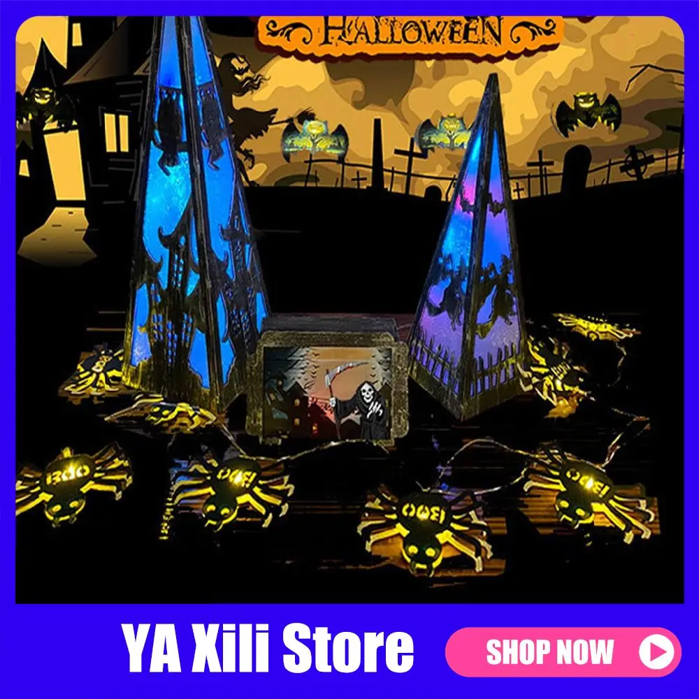 

Halloween Decoration Led Props Pumpkin Skull Wizard Modeling Diy Battery Box String Lights Decorative Lights