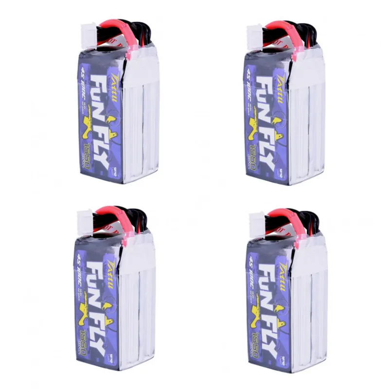 

4PCS Funfly TATTU 14.8V 1550mAh 100C 4S XT60 Plug Lipo Battery for Emax HAWK 5 RC Drone FPV Racing