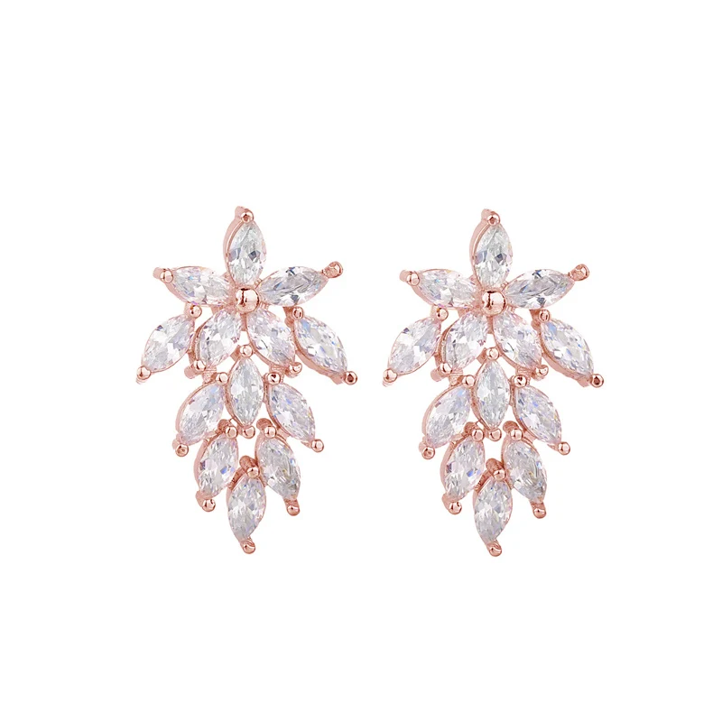 925 пробы серебряные серьги с кубическим цирконием в форме листа серебристого и золотого цветов, модные серьги для женщин, предложения в черную пятницу