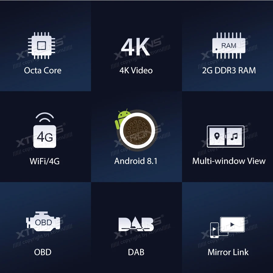Top XTRONS 7" IPS Universal 2 Din Android 8.1 Octa-Core 2G RAM 32GB ROM  Car Stereo 2.5D Curved Screen GPS OBD DAB WIFI No DVD 1