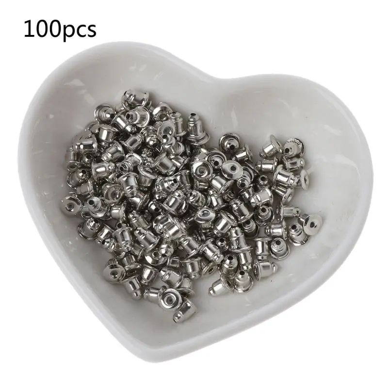

100PCS 304 Stainless Steel Bullet Earnuts Earring Safety Backs Bullet Clutch Earring Backs Earrings Jewelry Findings
