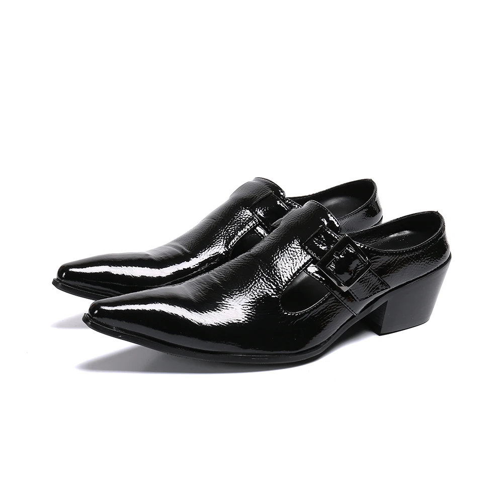 

High quality Buckle Casual Shoes Genuine Leather Men'S Shoes Slip on Pointed toe Black Men Shoes Big Size 47