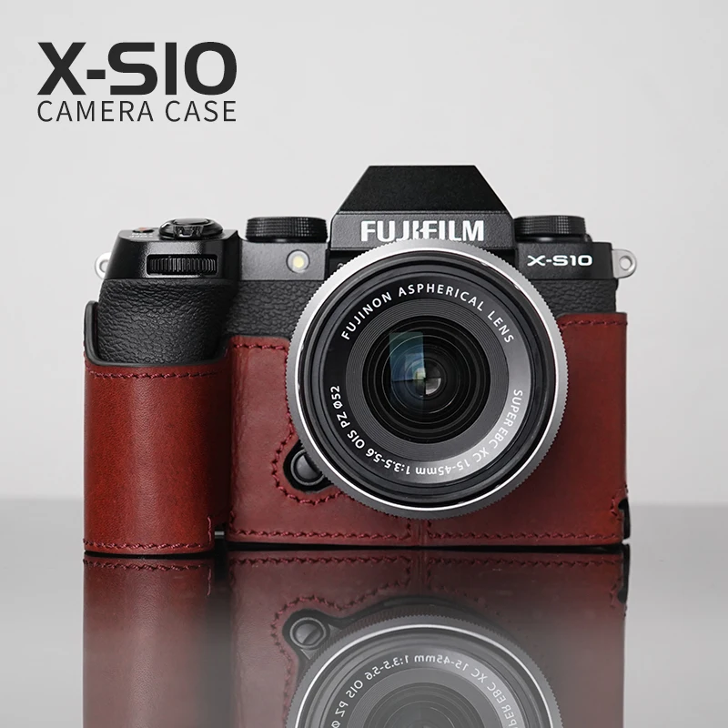 Mrstone Fujifilm X-s10 Case da Câmera Artesanal Capa de Couro Genuíno Acessórios