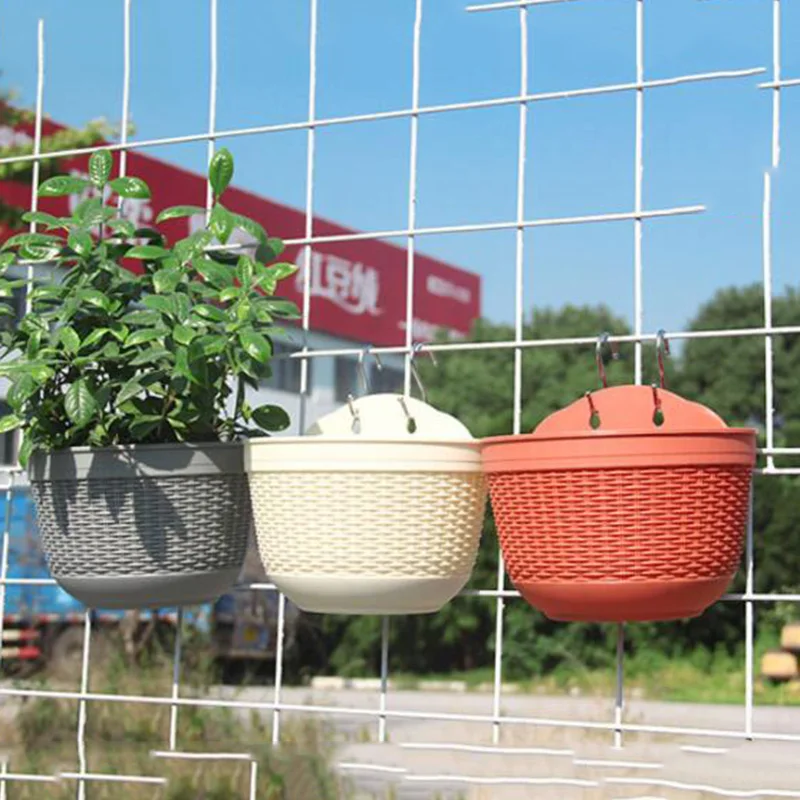 Plastic Flower Pot Wall Hanging Baskets Bucket Plant Planter Garden Ornament