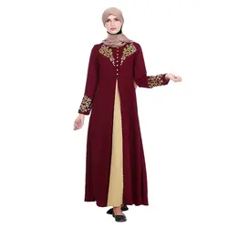 Мусульманское элегантное платье женское abaya Дубай мусульманское платье Цветы Горячая штамповка платье с длинным рукавом свободное платье