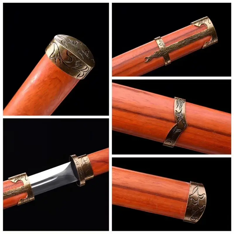 Ручной работы ушу меч Китайский Кунг-Фу Цзянь клинок из марганцевой стали Полный Тан дерева Saya