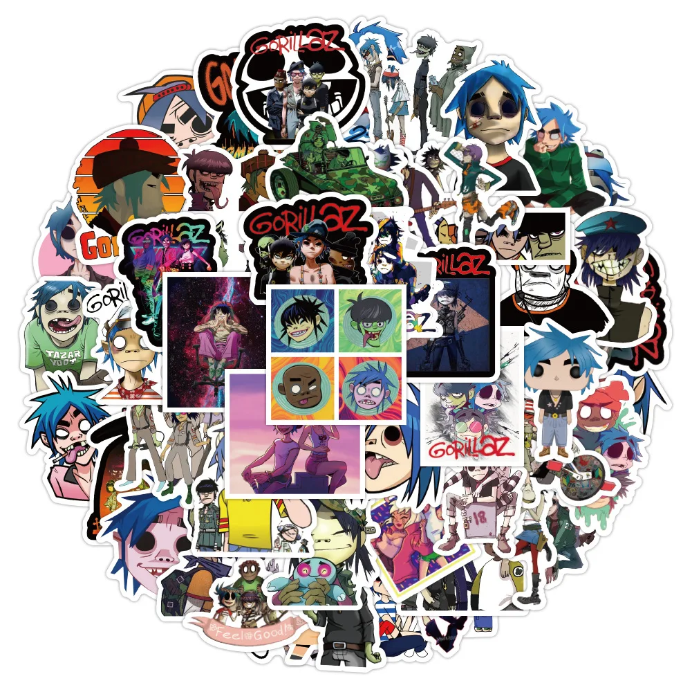 Gorillaz Band Waterproof Graffiti Sticker Set - Vibrant Decorative Decals