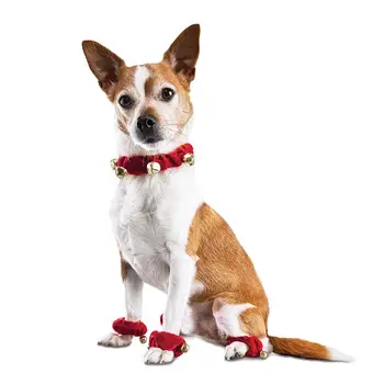 

5pcs/set Pet Christmas Costume Dog Collar Set with Pastern Ring for Dogs Party Props