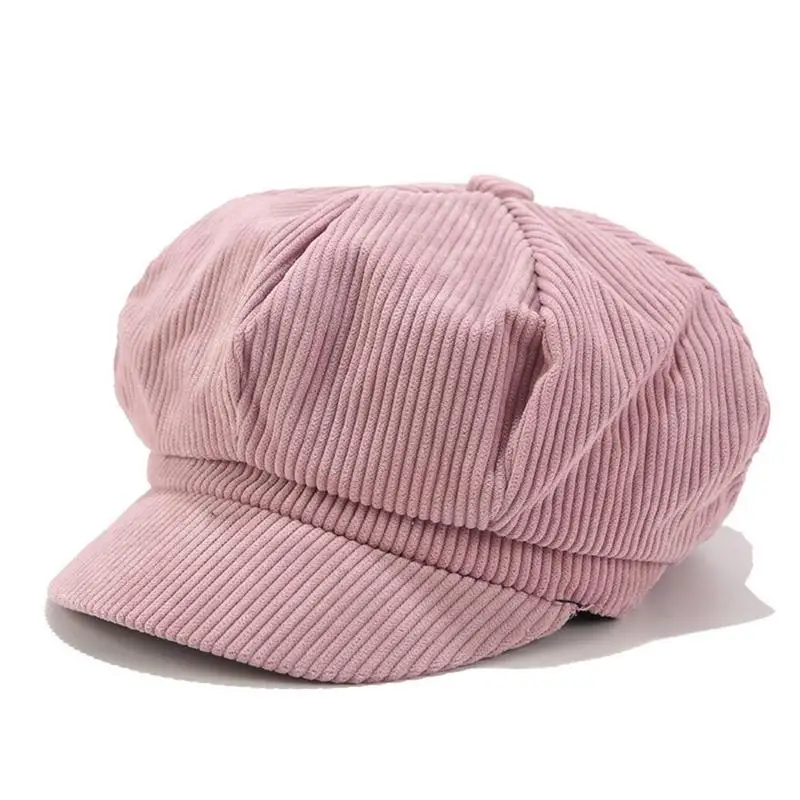 dark pink Корейская версия твердых Цвет Вельветовая шапка женская мода Кепки осень-зима Wild арт насыщенные цвета - Цвет: dark pink