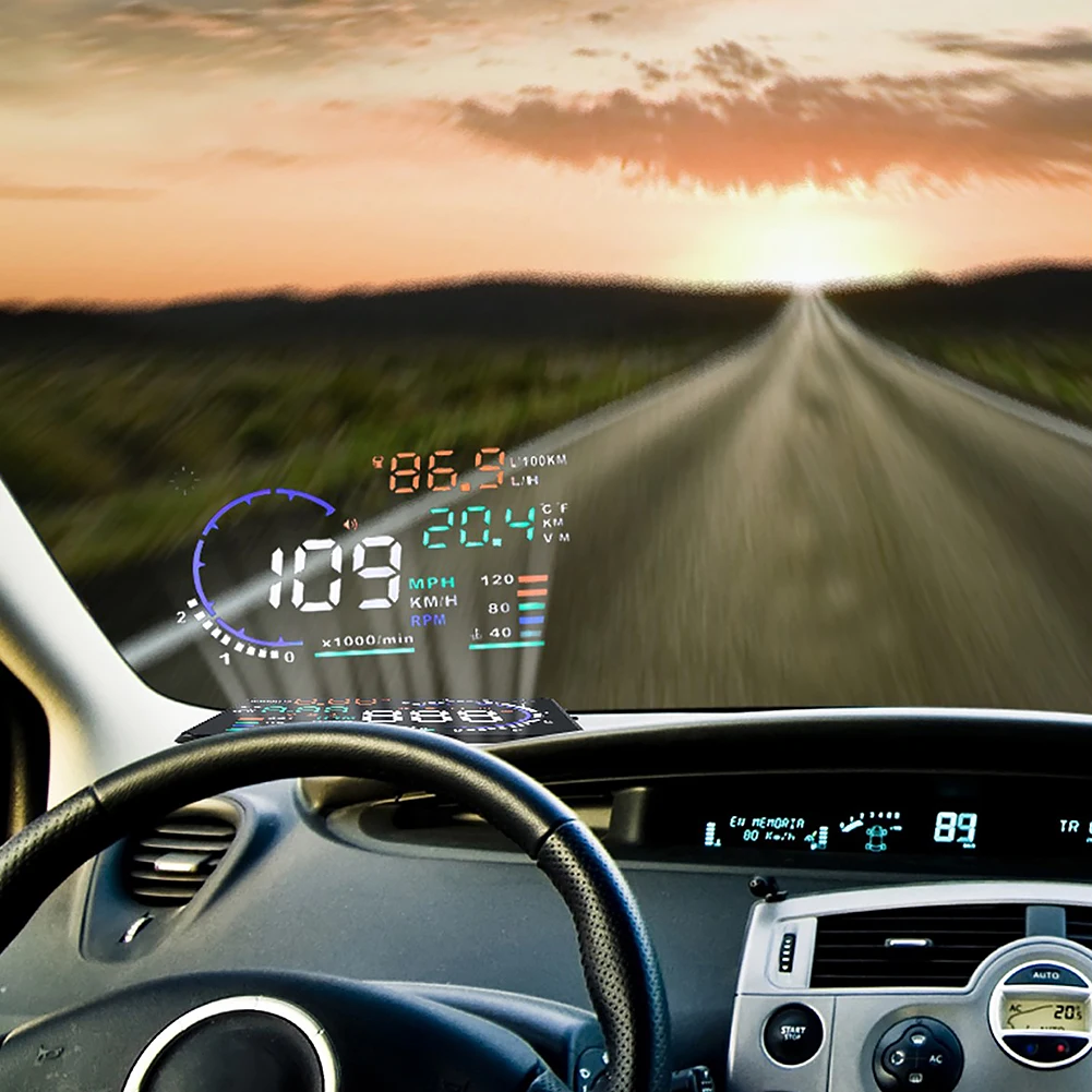 Светодиодный экран автомобиля аксессуары вождения ABS OBD Цифровой Топлива Предупреждение диагностический инструмент ветер экран HUD Дисплей