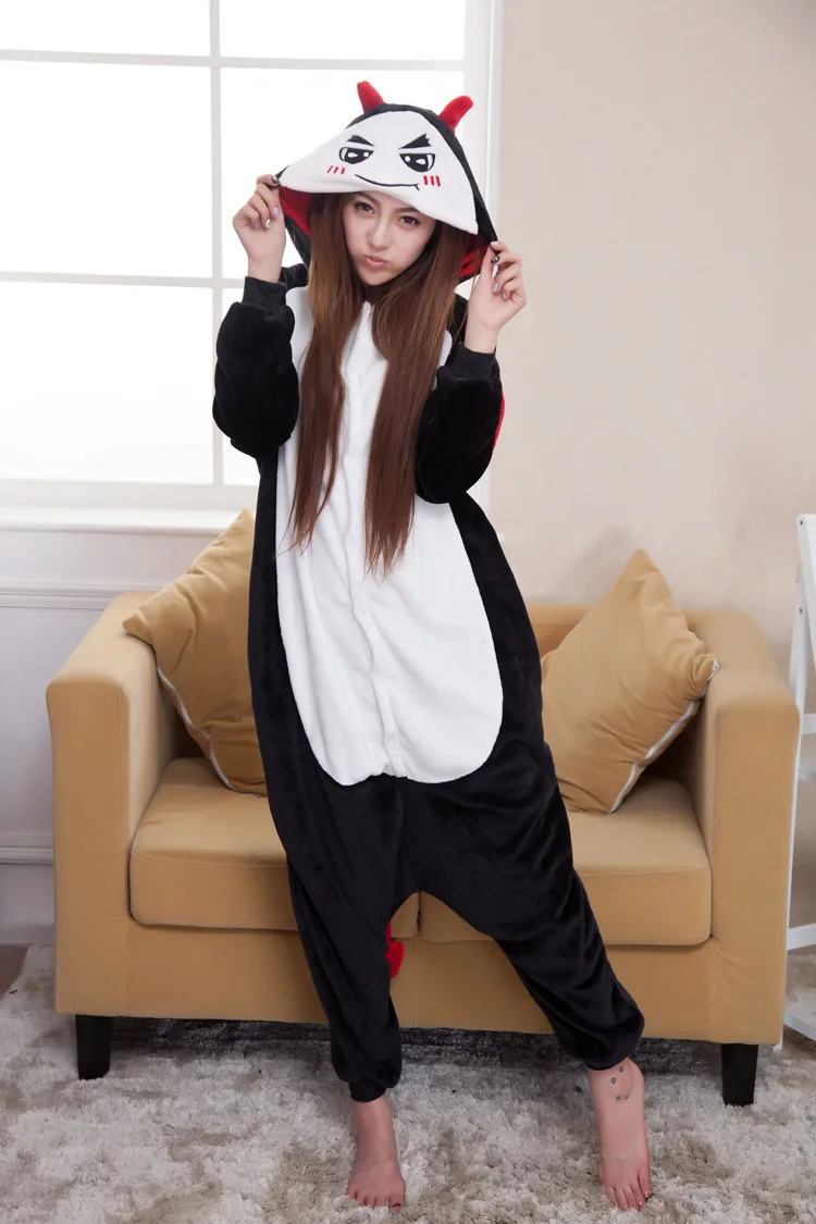 Evil Аниме, для взрослых, Пикачу, кигуруми, единорог, Onesie, фланелевая Женская пижама, костюм животного, необычный, Покемон, косплей, цельное, ночное белье - Цвет: Evil