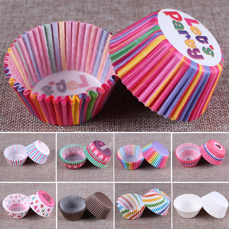 

100/200pcs Muffins Paper Cupcake Wrappers Baking Cups Cases Muffin Boxes Cake Cup Decorating Tools Kitchen Cake Tools DIY