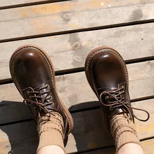 Artdiya женская обувь с большим носком кожаная обувь ручной работы обувь в стиле ретро с круглым носком на толстой плоской подошве в студенческом стиле широкая стопа