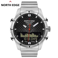 NORTH EDGE мужские спортивные цифровые часы для дайвинга мужские часы военные армейские Роскошные полностью стальные деловые Водонепроницаемые 100 м альтиметр компас