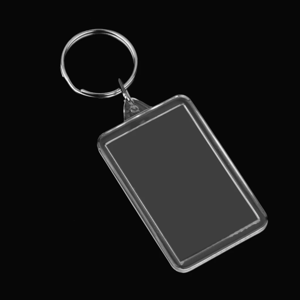 10pcs Clear Blank Insert Photo Picture Acrylic Frame Keyring Split