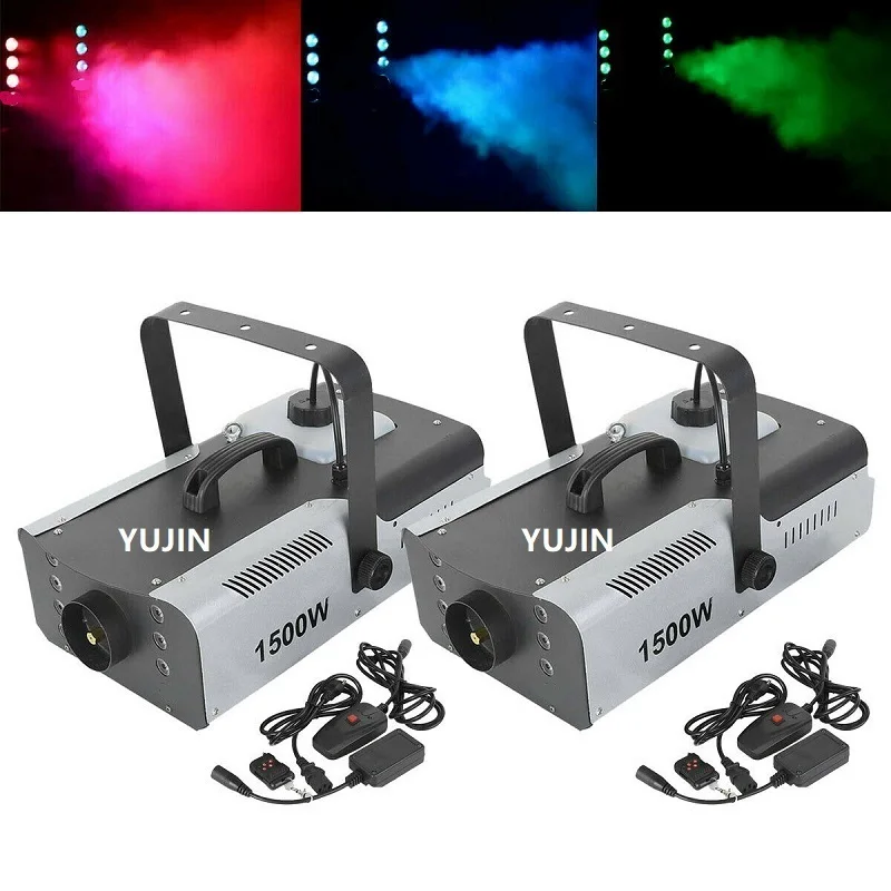 2 шт./лот 1500 Вт противотуманная машина RGB 3в1 6 светодиодный вечерние дым DJ сценическое шоу беспроводной пульт дистанционного управления