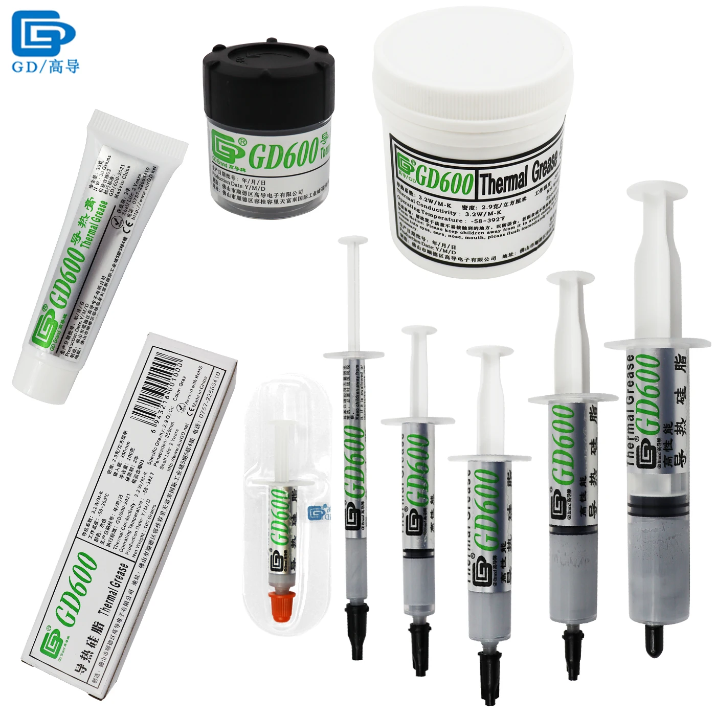 Net Weight 1/3/7/15/30/100/150 Grams Gray Gd600 Thermal Conductive