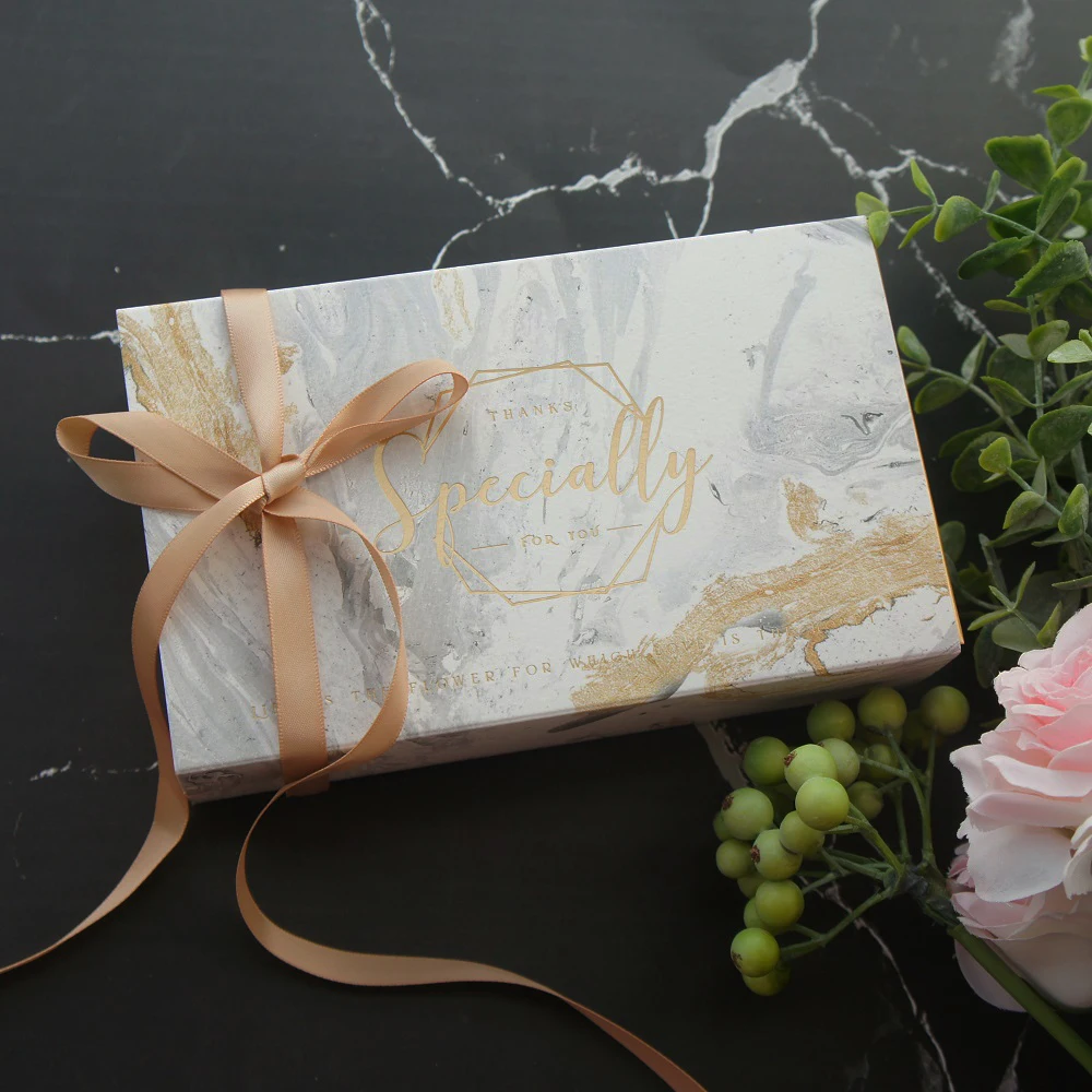 18.5*11*4.7cm 3set Gold White Marble Especially Design Paper Box+ Bag As Birthday Wedding Party Gift Packaging Use