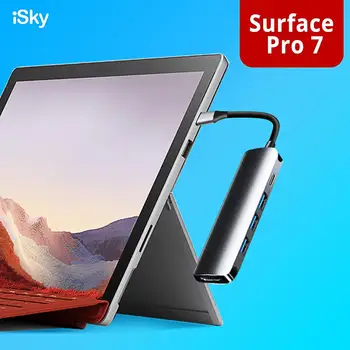 

iSky for Microsoft Surface USB Hub Docking Station for Surface Pro7 Hub Port Replicator USB3.0 HDMI Type C PD Surface Pro SP7