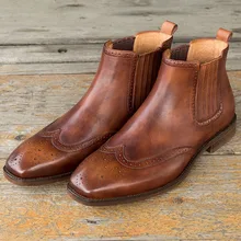 New Designer Men Shoes High Quality Luxury Brand Men Boots Genuine Leather Platform Fashion Dress Chelsea Brogue Boots New Designer Men Shoes High Quality Luxury Brand Men Boots Genuine Leather Platform Fashion Dress Chelsea Brogue Boots