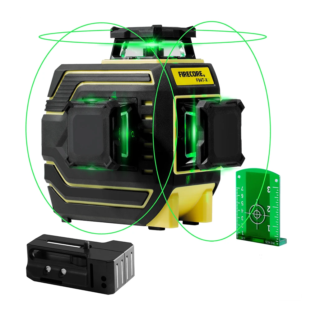 12Lines 360 Green Laser Level 3D F94T-XG IP65 Self-Leveling Cross Lines With Receiver 2/3M Tripod Bracket