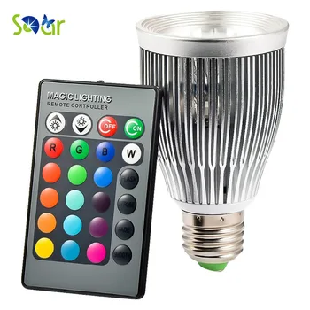 

RGB LED Bulb E27 10W AC 85~265V LED Lamp Light Led Spotlight Bulb 16 Color Change Dimmable + Remote Controller