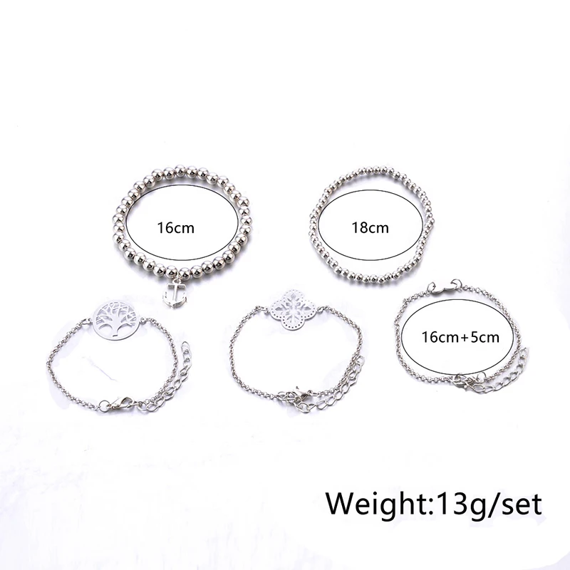 5 шт./компл. металлические женские браслеты с сердечками ажурными цветами