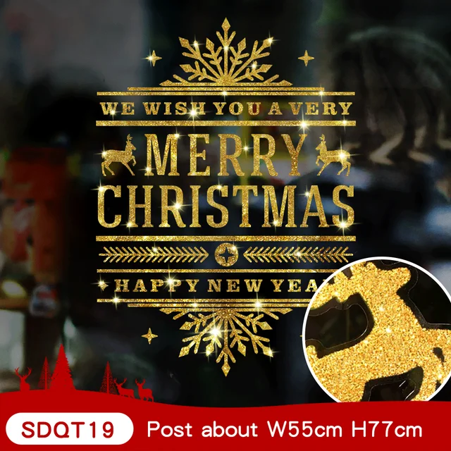 Large Merry Christmas 2022 Glitter 400 Pixels Merry Christmas Golden Glitter Wall Stickers Home Decor 2022 New Year  Christmas Window Decals Luxury Glass Door Shop Windows|Wall Stickers| -  Aliexpress