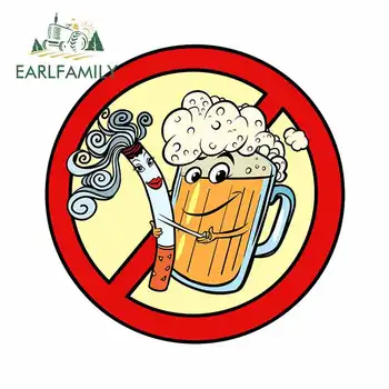 

EARLFAMILY 13cm x 12.9cm for Beer and Cigarette Sign Ban Car Decal Bumper Window Graffiti Stickers for RV Scratch-proof Sticker