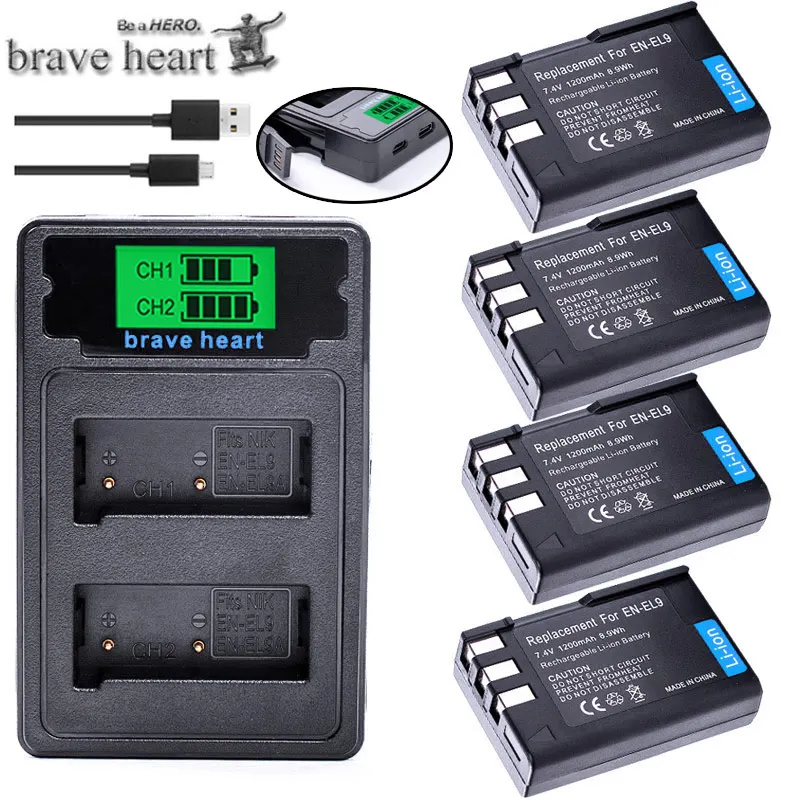 

EN-EL9 EN EL9 EN-EL9a EN EL9a EL9a Camera Li-ion Battery + dual USB LCD Charger for Nikon EN-EL9a D40 D60 D40X D5000 D3000