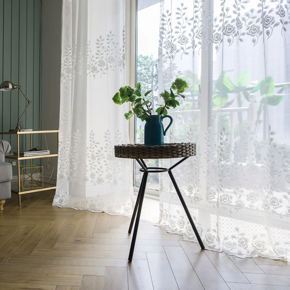 Кружева цветочные жаккардовые шторы тюль для гостиной спальни белая прозрачная вуаль Европейский стиль окна скрининг