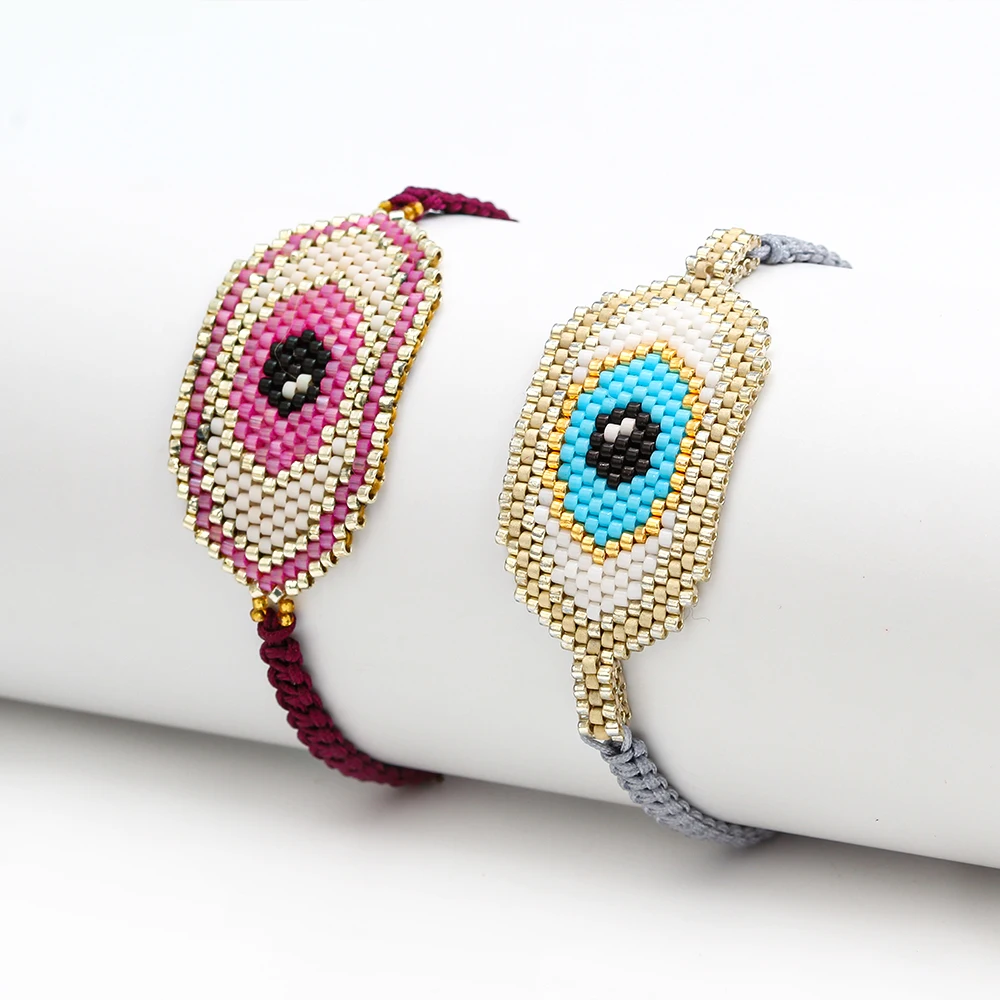 

MEIBEADS 1pc MIYUKI Beads Evil Eye Charms Rope Bracelet Bangle For Femele Delicas Handmade Bracelet Jewelry