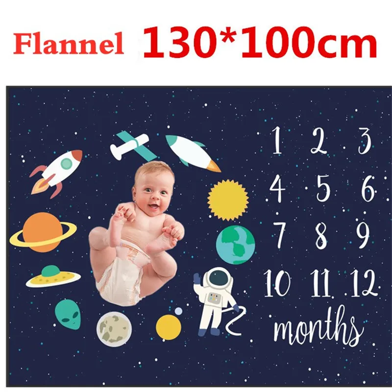 

Infant Baby Milestone Flannel Astronomical Blanket Newborn Photography Background Mat Kids Photo Props Baby Play Mat Rug Carpet