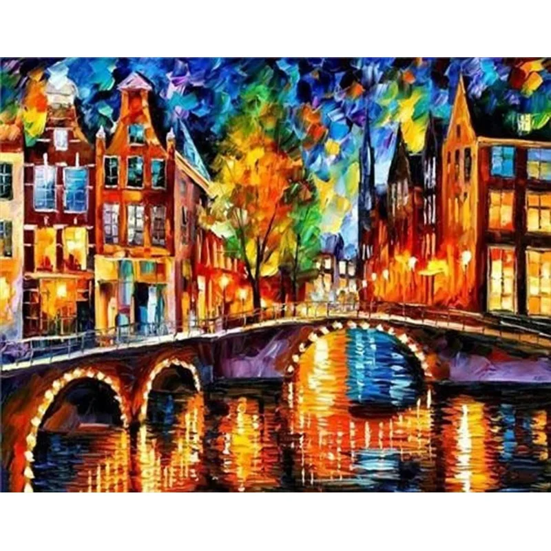 

GATYZTORY 5d Diamond Painting completely icons Diamond Embroidery Landscape Night full square round drills Rhinestone Mosaic
