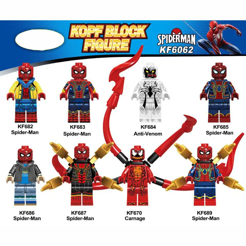 

Super Heroes Avengers Spiderman Anti-Venom Captain American Action Collection For Children Gift Building Blocks Toys DIY KF6062