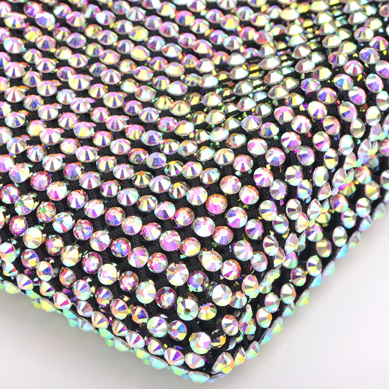 JUNAO 30x100 см черные AB полые стразы на сетчатой основе Ткань стекло Кристалл лента шитье Эластичная отделка стразы Алмазная сетка для платья