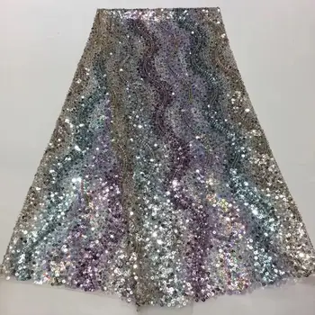 

Nice Evening Party Tulle Lace French Net Lace Fabric With Sequins For Making Dress PAN148(5yards/lot)