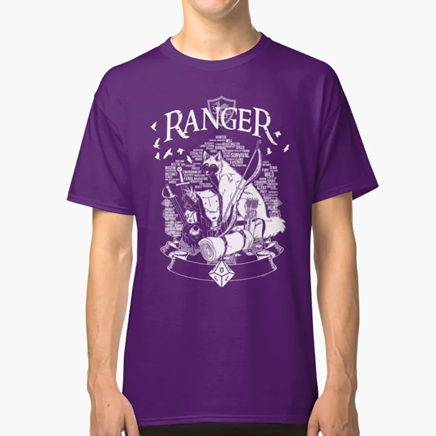 Фиолетовый Серия RPG Class: Ranger-белая версия Футболка ranger class d dnd rpg nerd geek настольная игра роль - Цвет: Фиолетовый