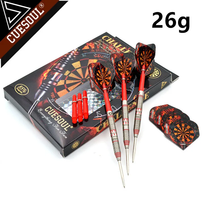 Red 26g CUESOUL Challenger 145 мм Профессиональный 85% Вольфрам Сталь Дартс с нейлоновые валы 24/26/28g красный - Цвет: Red 26g