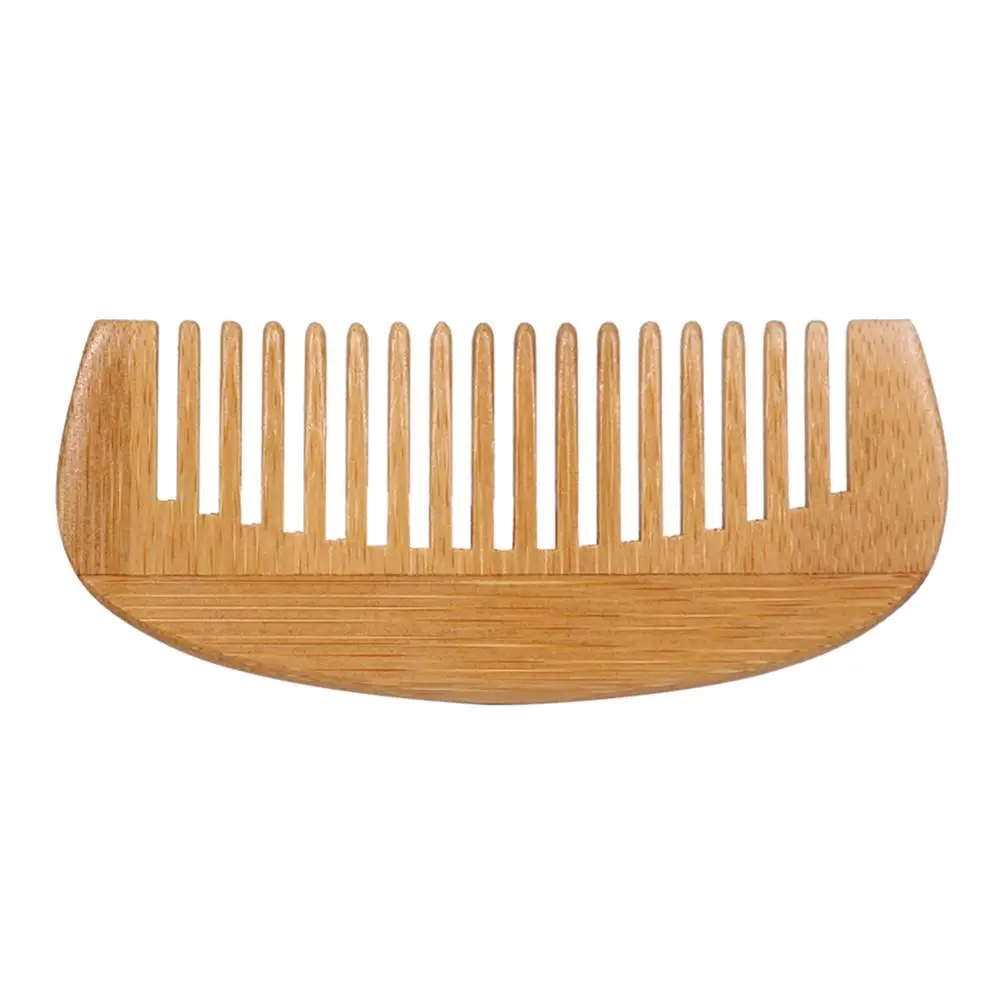 Mini Portable Hair Health Care Natural Peach Wood Comb Close Teeth Bamboo Crescent Shape Head Massage 2