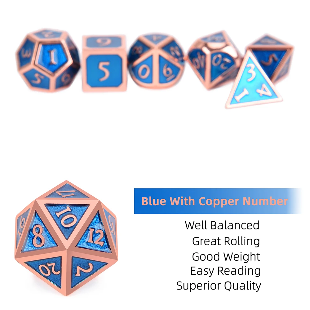Beste Set van 7 Metalen Dobbelstenen met Zwarte Koord Dobbelstenen Zak voor Tafelblad RPGs D4 D6 D8 D10 D % D12 d20