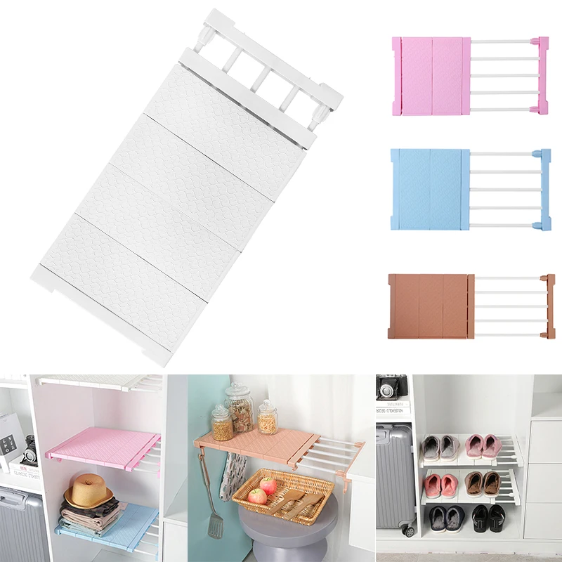 

Adjustable Durable Closet Organizer Storage Shelf Wardrobe Cabinet Space Saving Shelves Holders Upgraded traceless design