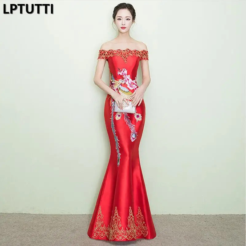 1 LPTUTTI вышивка cheongsam для женщин Элегантный Дата Церемония вечернее платье для выпускного вечера Формальные торжественные мероприятия Роскошные Длинные вечерние платья - Цвет: 1
