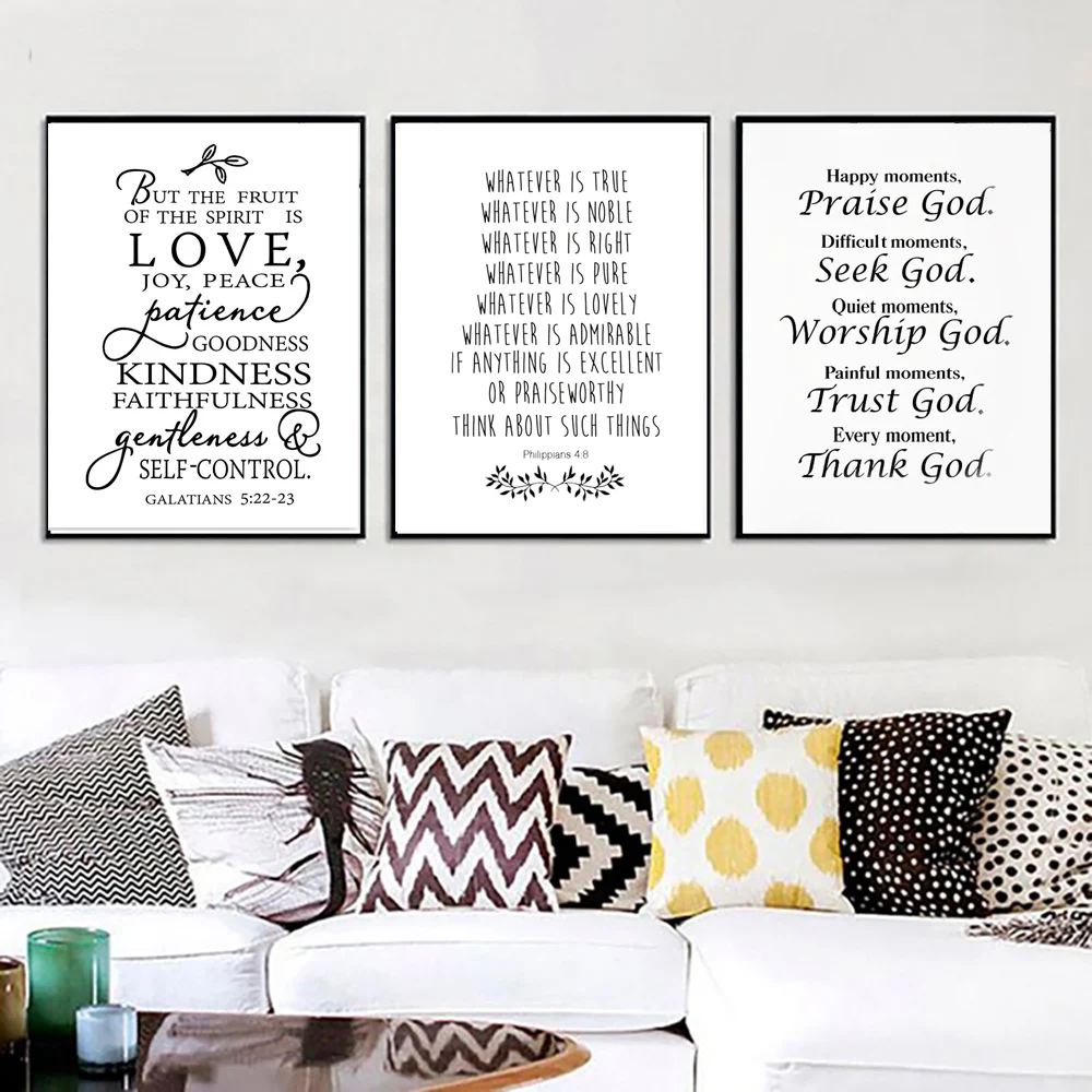 Christian Canvas Painting Poster Bible Verse Quote Home Decor Thank God Religious Living Room No Frame | Дом и сад