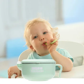 

Children's Stainless Steel Insulated Bowl with Handle Insulation Lunch Box with Lid Portable Sealed Food Storage Container New