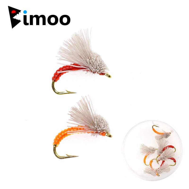 Bimoo 6 шт./партия#16 Serendipity Nymph Emerger Летающая форель Panfish лосось рыболовные наживки оранжевый красный Мидж Nymph