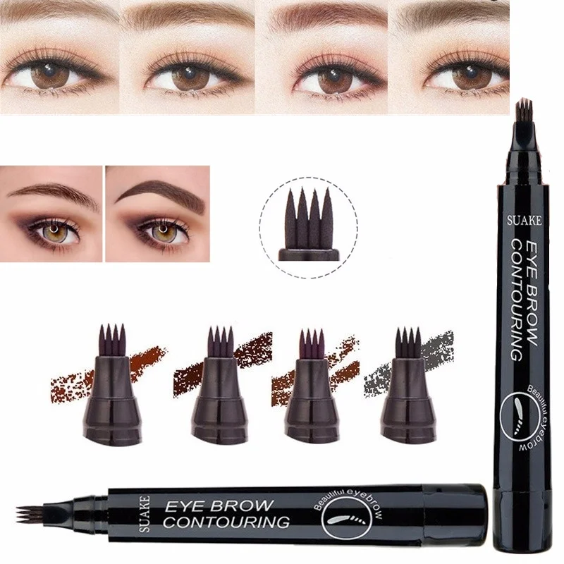 Горячий 4 кончика вилки тонкий эскиз бровей микроблейдинг Татуировка чернила