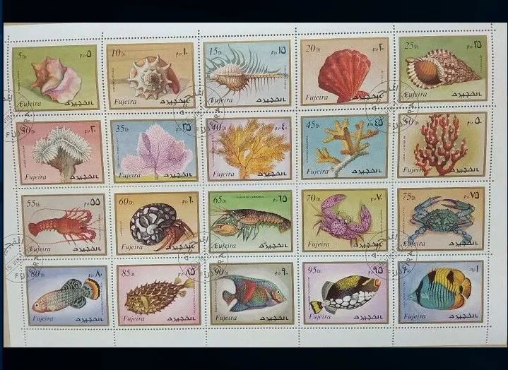 1972 ОАЭ морские организмы сувенирные листы почтовые марки сбор почтовых отправлений