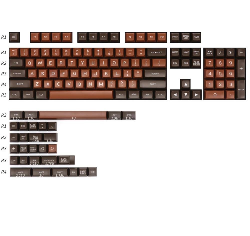 

MAXKEY SA keycaps chocolate ABS Double shot 134 keys for mechanical keyboard cherry mx keycap